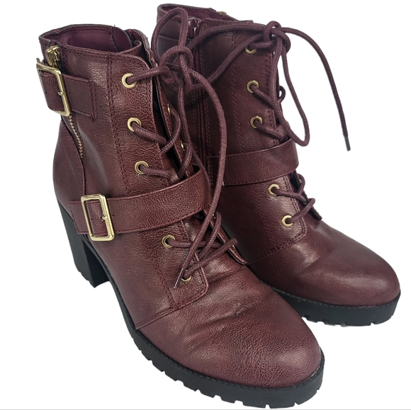 Sun + Stone Ivvie Lug Sole Booties Wine 8 - Picture 2 of 4